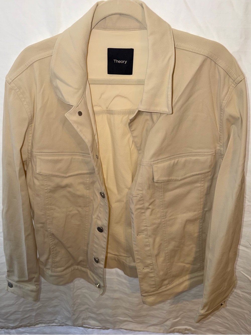 Theory Cream Jean Jacket with Chest Flap Pockets